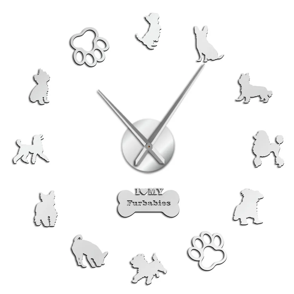 DIY-247 English Toy Terrier Poodles Yorkshire Terriers Mixed Dog Breeds Wall Art Home Decor DIY Giant Wall Clock Dog Pets Hanging Watch - Цвет: DIY-247