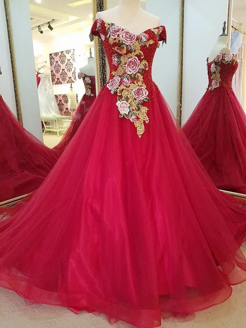 Evening Dress for Party Short Sleeves Lace Up Back A line Appliques Long Formal Abendkleider 2018 Real Photos | Свадьбы и торжества