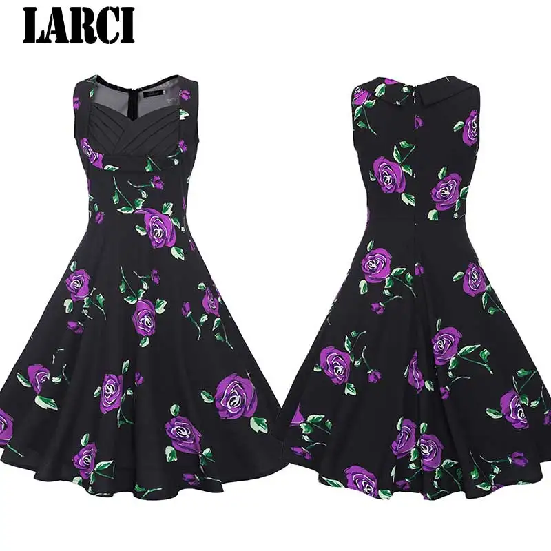 LARCI Винтажное платье 2018 новые летние с круглым вырезом без рукавов vestidos Для