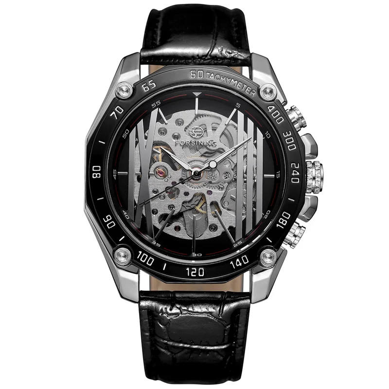 black silver Новые роскошные известные лучшие брендовые автоматические Модные часы золотые часы из нержавеющей стали браслет скелетные часы с подарочной коробкой - Цвет: black silver