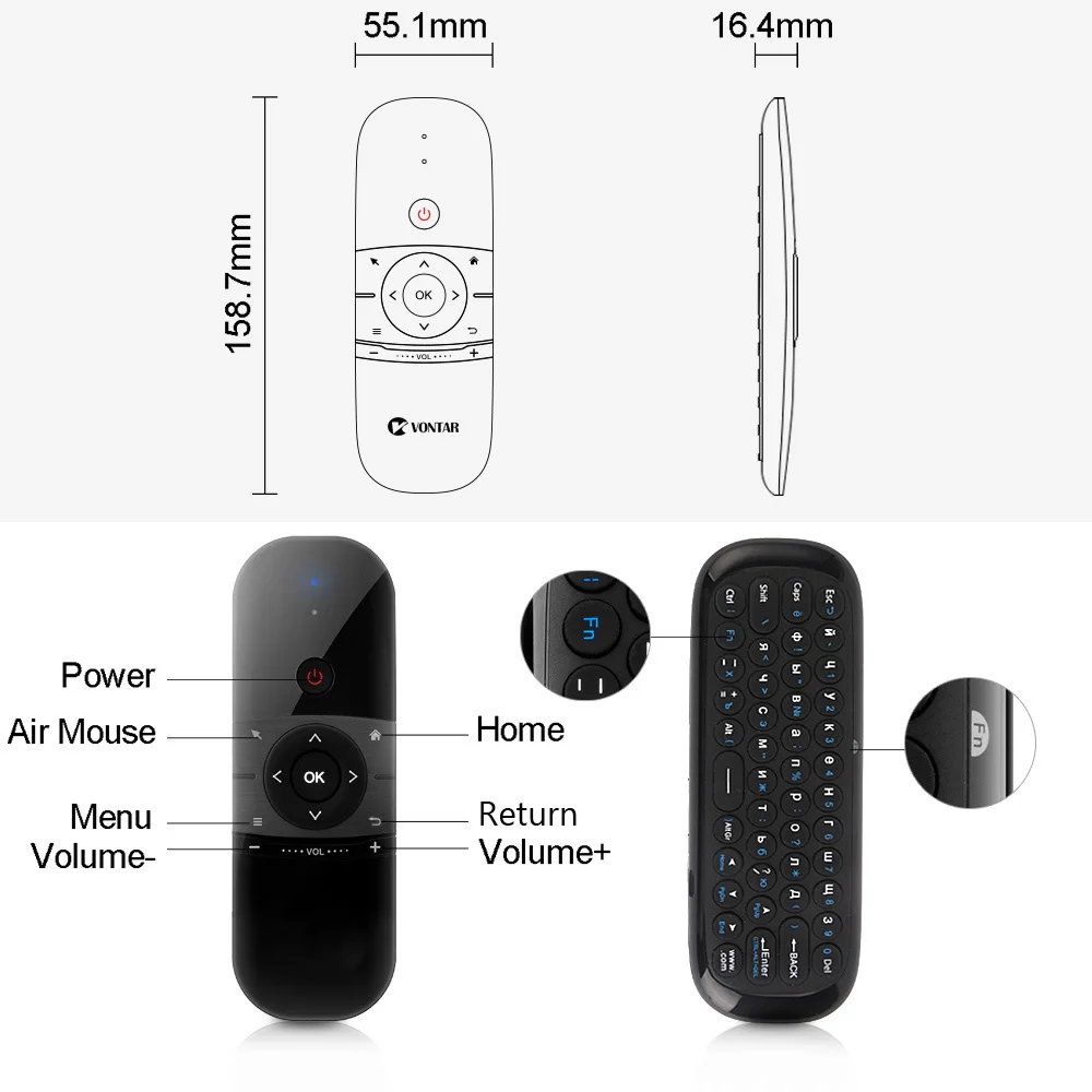 Беспроводная клавиатура Air Fly Mouse перезаряжаемая английская русская 2 4 ГГц мини