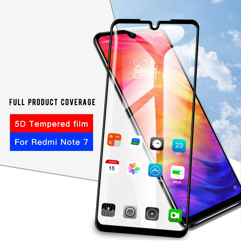 5D полное покрытие закаленное стекло для Xiaomi Redmi Note 7 Pro защитная пленка на переднюю