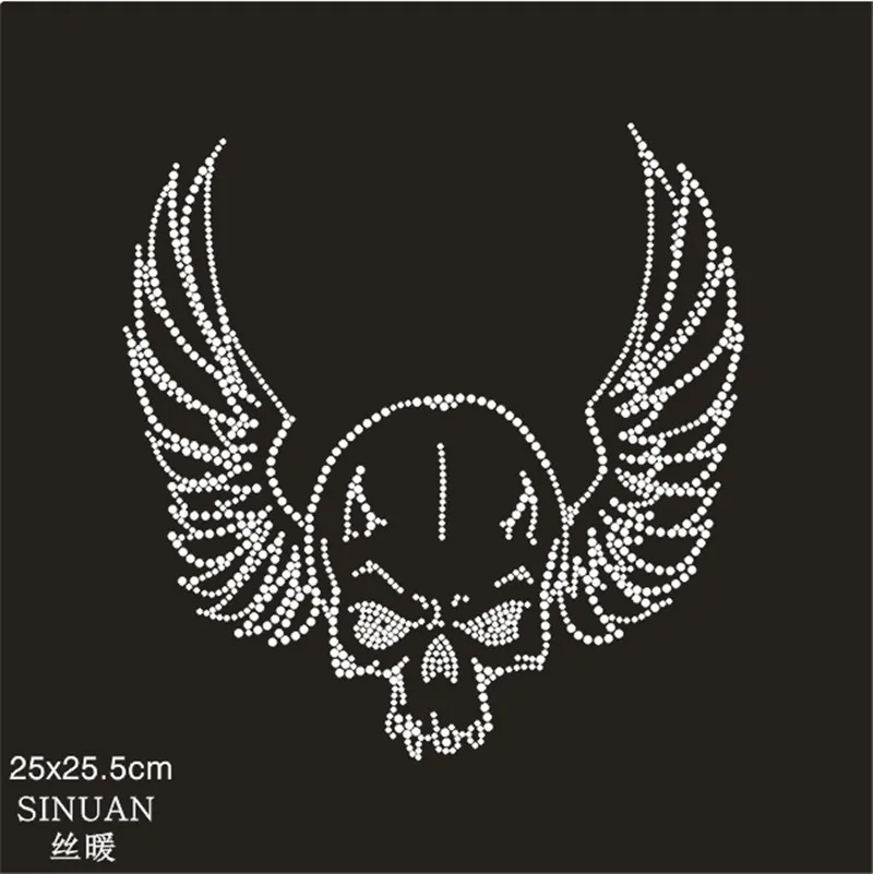 

SINUAN Skull Patch Custom Rhinestones Hot-Fix Rhinestones For Crafts Punk Patch Garment Patches For Jeans Rhinestone Applique