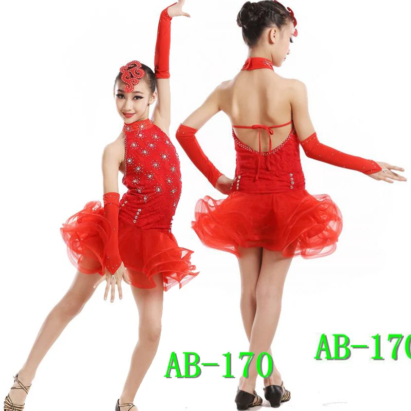 Платье для латиноамериканских танцев с блестками девочек Детские костюмы