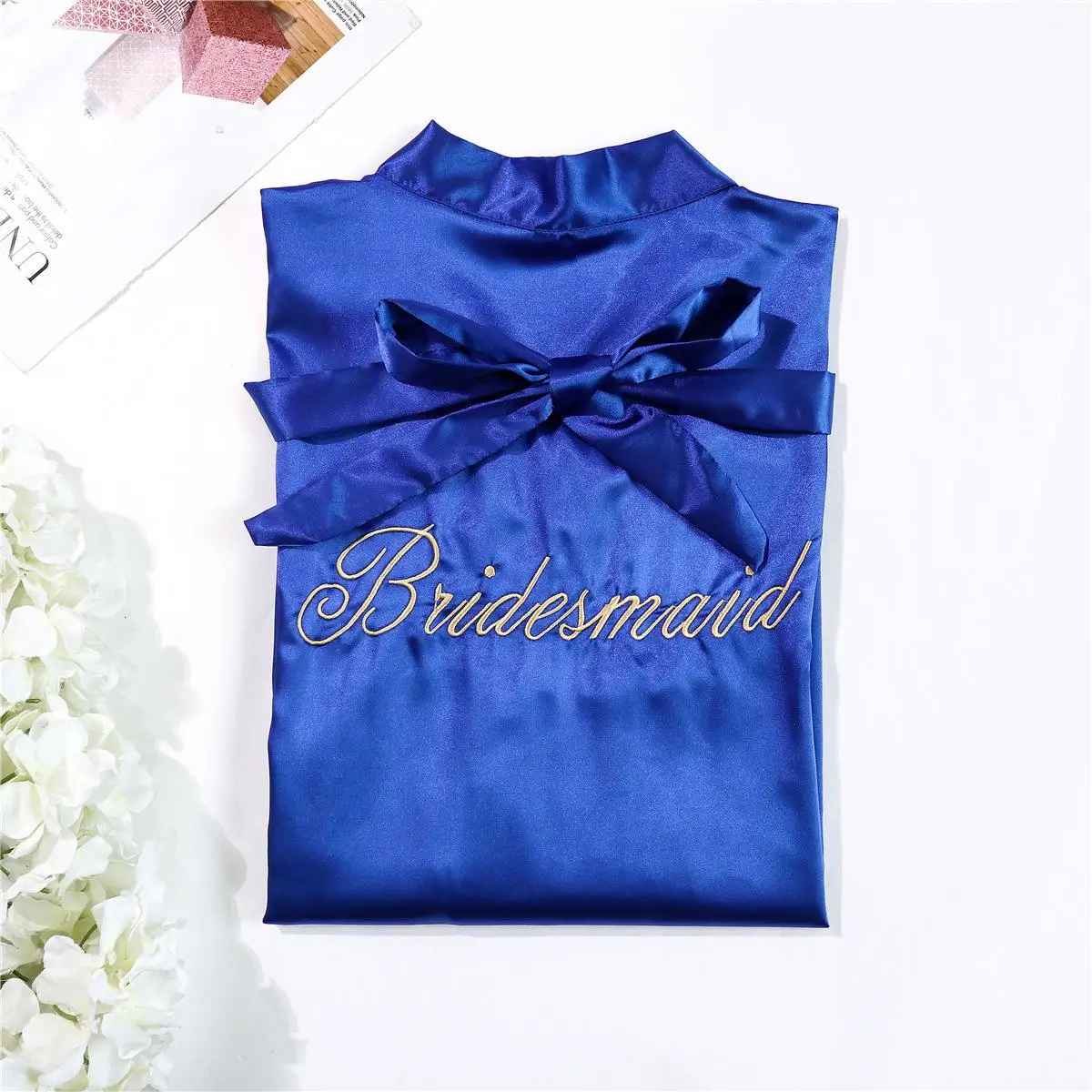 Bridesmaid - Blue Свадебное короткое банное платье невесты, новое женское летнее кимоно, ночная рубашка юката, женские пижамы, ночная рубашка, M-XL - Цвет: Bridesmaid - Blue