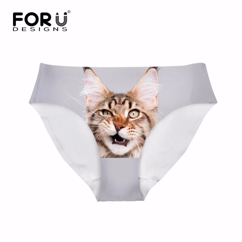 FORUDESIGNS новинка Ragdoll с принтом кота женские Мягкие Бесшовные трусики женское