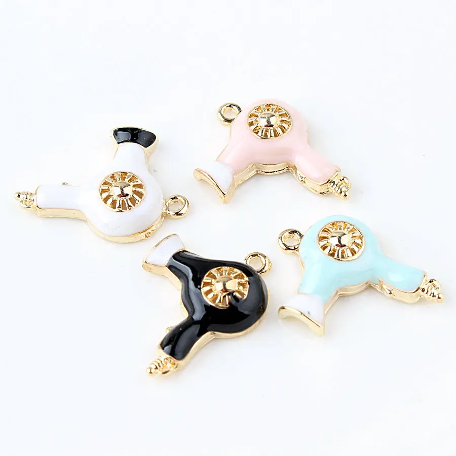 

Hot 10pcs Kawaii hair dryer machine enamel charms oil drop pendant fit bracelet necklace DIY fashion jewelry accessories making