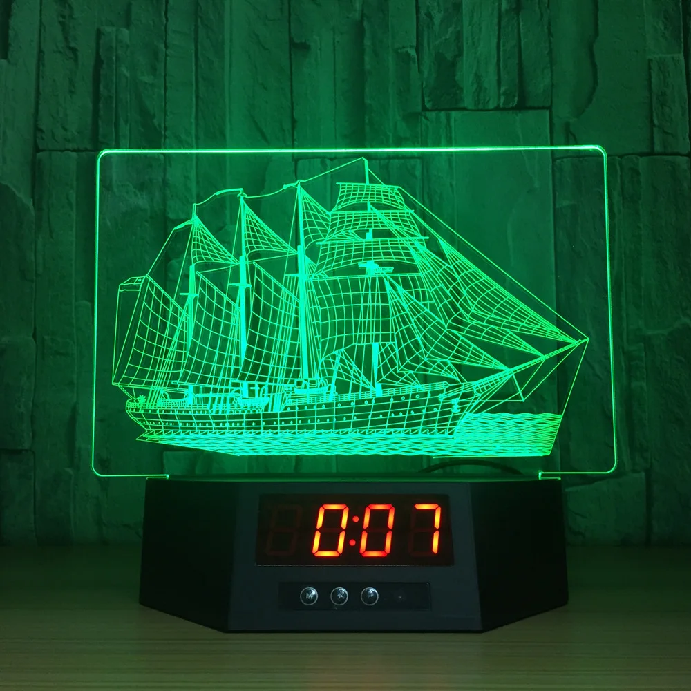 Новый 3D Парусник модель энергосберегающий светодиодный светильник база