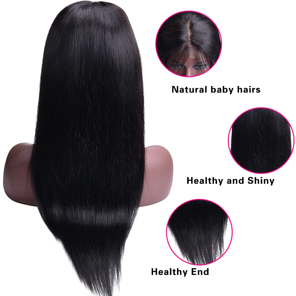 Бразильский парик 4*4 прямые волосы на шнурке Remy кружева Закрытие человеческих