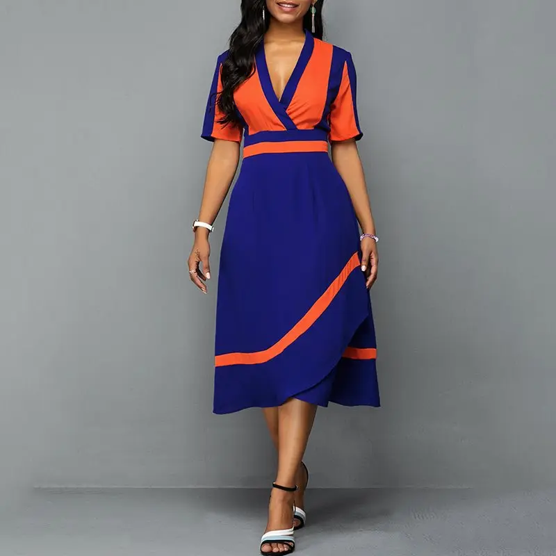 Винтажные летние офисные женские платья больших размеров элегантные вечерние