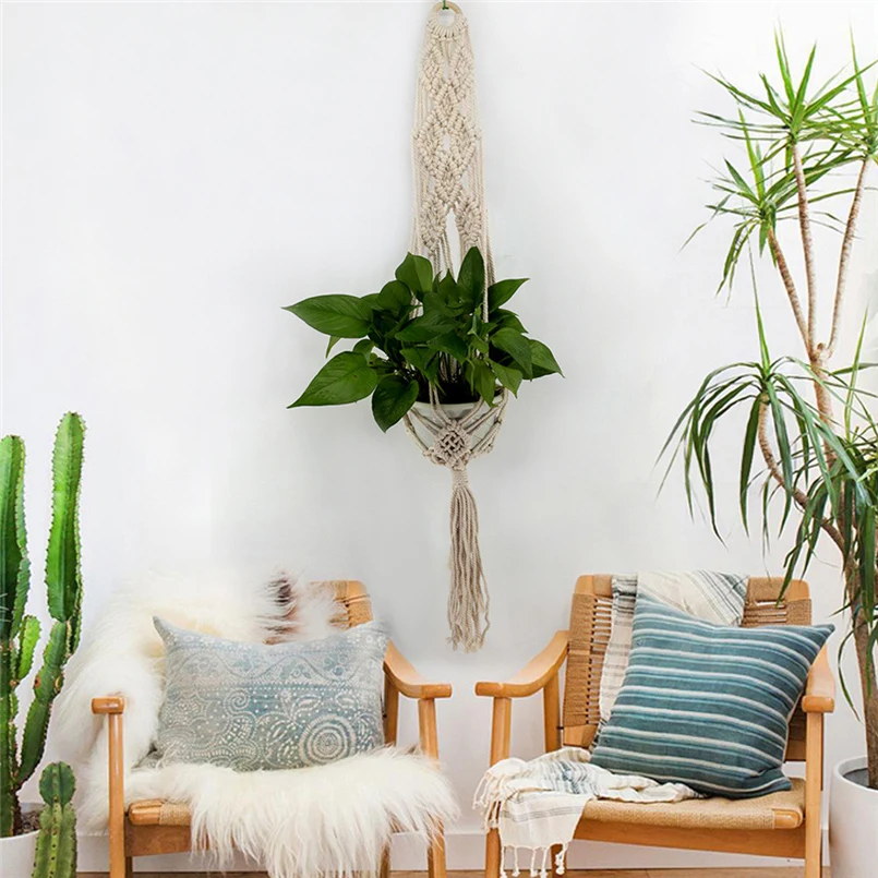 Новинка 2019 веревка в скандинавском стиле макраме вешалка для растений держатель