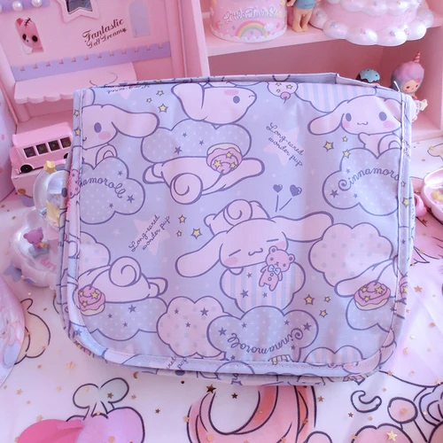 Мультяшные японские косметички hello kitty My Melody Cinnamoroll Pudding Dog, женские дорожные сумки для хранения, сумки для мытья, сумки для макияжа для девочек - Цвет: Бежевый