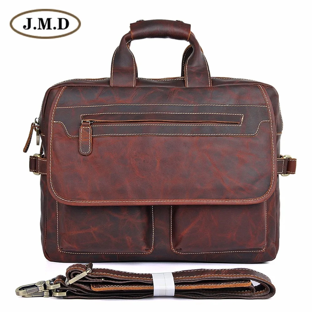 

JMD Guarantee Genuine Leather Vintage Style Briefcase Business Case Laptop Bag 7085-