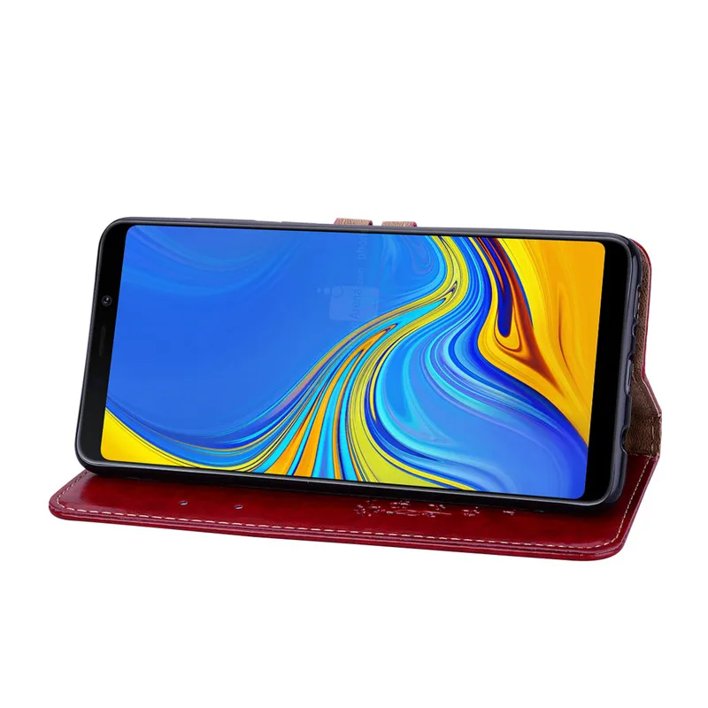 Кожаный чехол-кошелек для Samsung Galaxy A6 A7 A8 2018 Fundas с отделением карт и подставкой