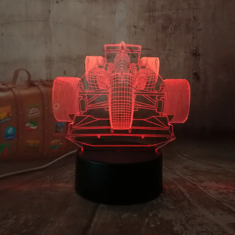 Новинка Прохладный 3D светодиодный лампы холодный формула гоночный автомобиль 7 цветов градиент ночник Рождество подарок на день рождения мальчик игрушка многоцветная Лампа