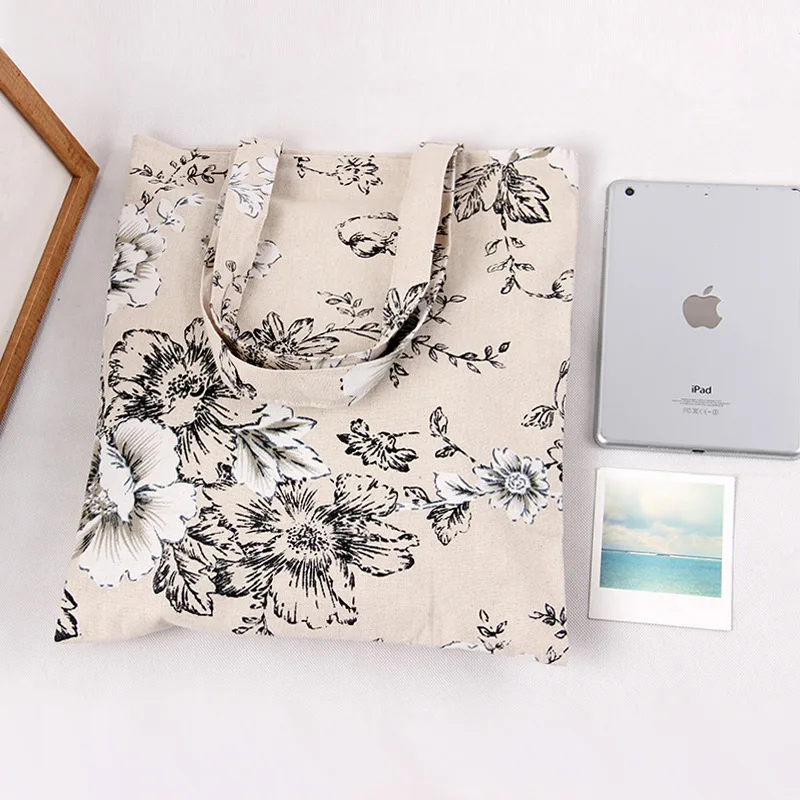 Сумка через плечо YILE многоразовая сумка из хлопка и льна с цветочным принтом