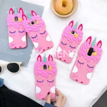 Case For Xiaomi Redmi 5 Plus Note 4 4X 5A Prime 7 Pro 3D Cartoon pink eyelash Unicorn Horse Soft Silicone Cover