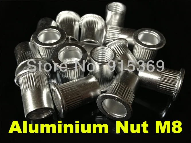

200pcs M8 Rivet Nut Aluminium M8 blind insert nut PEM knurled flat head insert nuts POP riveting nut