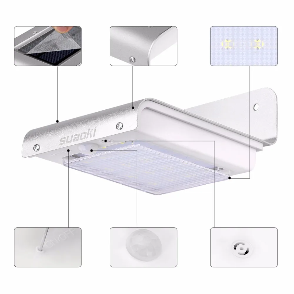 Suaoki 800 мАч Панели солнечные свет движения Сенсор Перезаряжаемые Батарея Batteria
