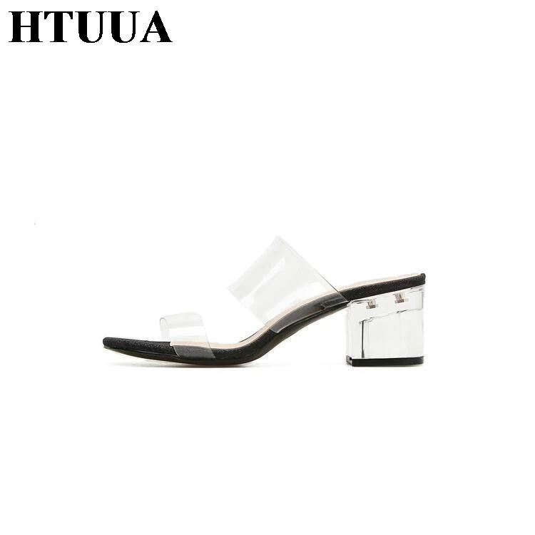 HTUUA/2018 г. Модные летние нежаркие шлепанцы женские прозрачные босоножки на среднем