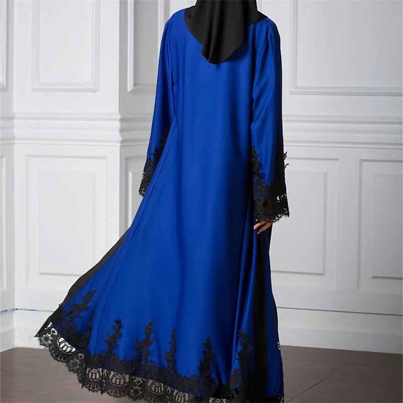 Бренд мусульманская Мода 2020 платье с принтом ткань кафтан Синий халат винтажный