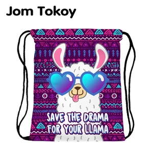 Женский рюкзак на шнурке JomTokoy, Черный дорожный рюкзак с принтом из альпаки, с мягкой спинкой, skd27141, 2019