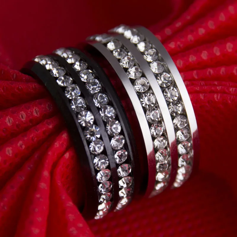 Горячая камень ювелирные изделия из нержавеющей стали двойной ряд Кристалл