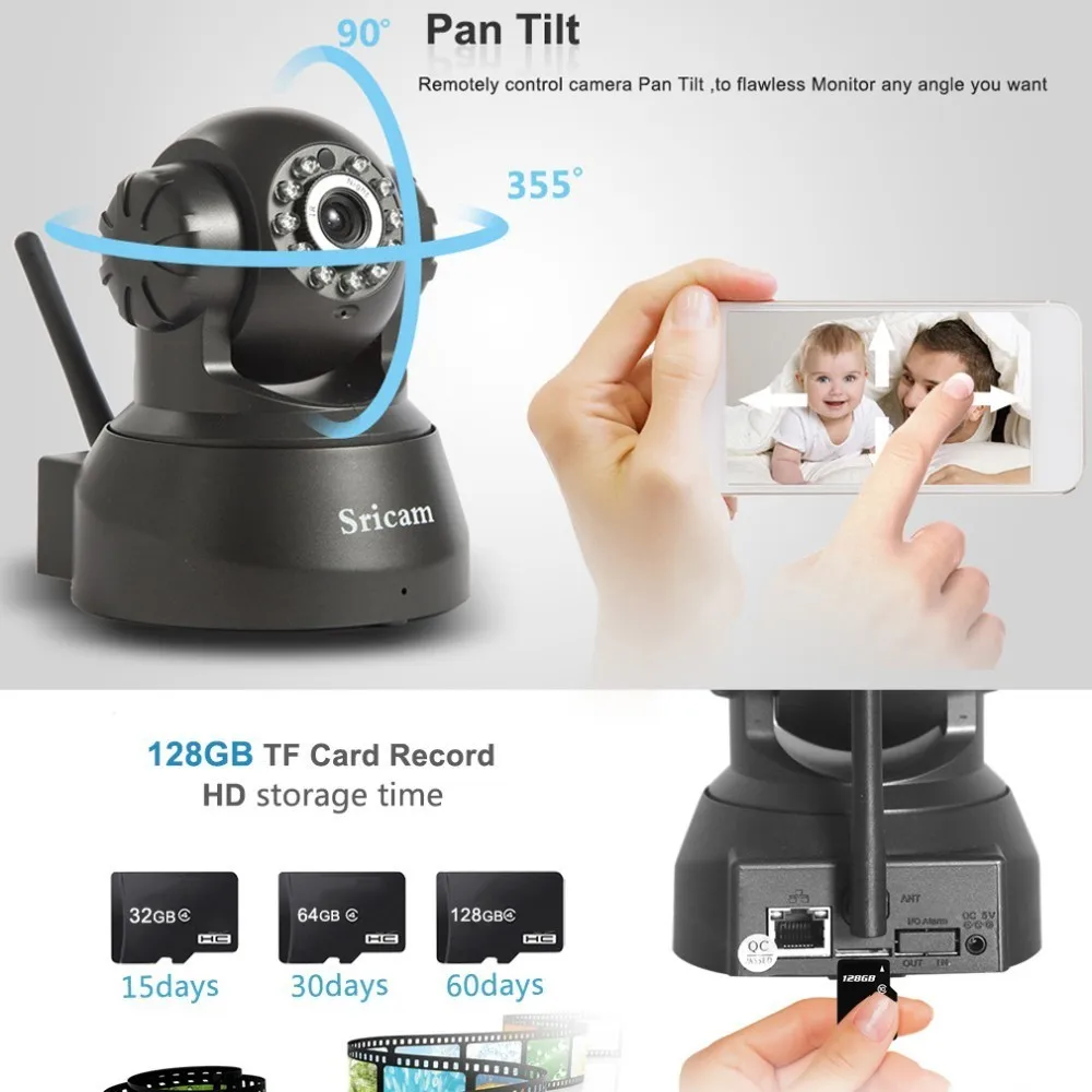 Sricam SP012 IP камера WIFI 720P наклон панорамирования крытое охранное наблюдение Onvif P2P