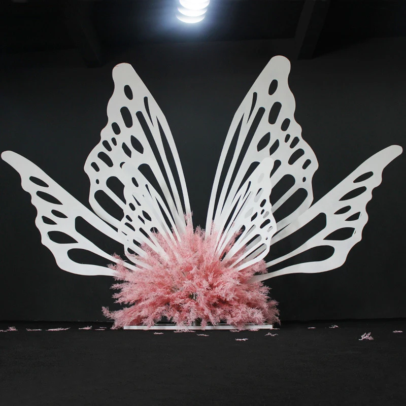 

Flone new wedding butterfly backdrop ornaments European wedding stage decoration white gold iron arch stand photography props