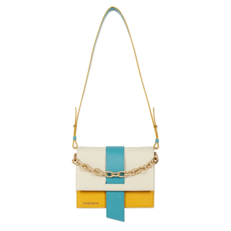 

Personality stitching contrast color shoulder bag female 2018 summer niche design new chain portable diagonal small square bag