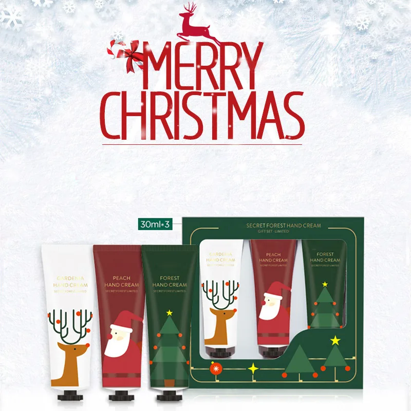 3Pcs/set Christmas gift Hand Cream Set Moisturizing Lotion Hand Scrub Whitening Nourishing Anti-chapping Hand Lotion Care Set