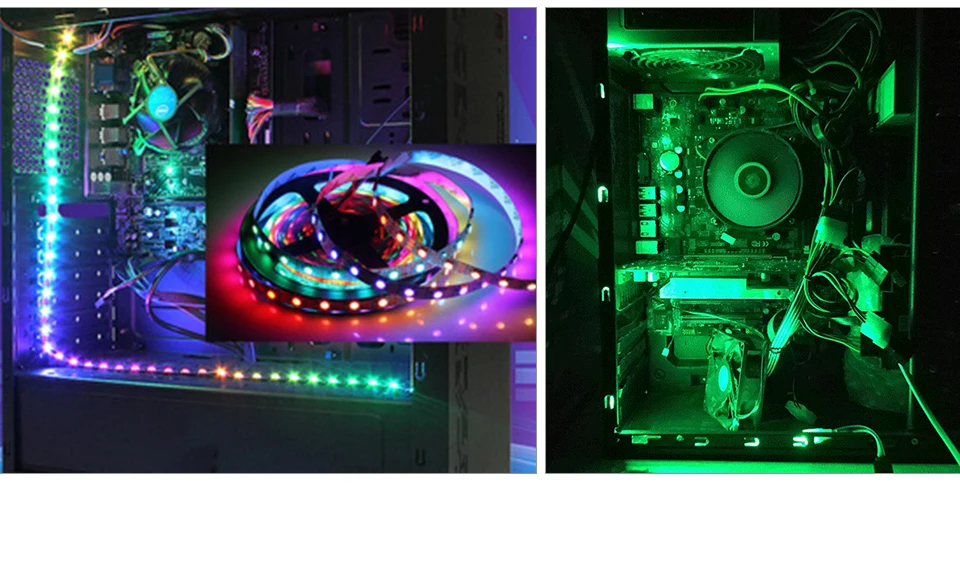RGB Светодиодная лента светильник 60 светодиодный s/m 12 в 5050 лента Диодная лента лампа SATA интерфейс неоновый светильник для ПК компьютерный чехол RF пульт дистанционного управления