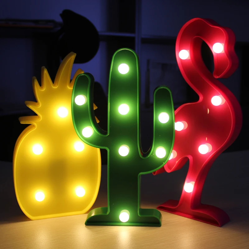 СВЕТОДИОДНЫЙ Ночник Новинка Luminaria фламинго кактус 3D лампа шатер письмо свет для