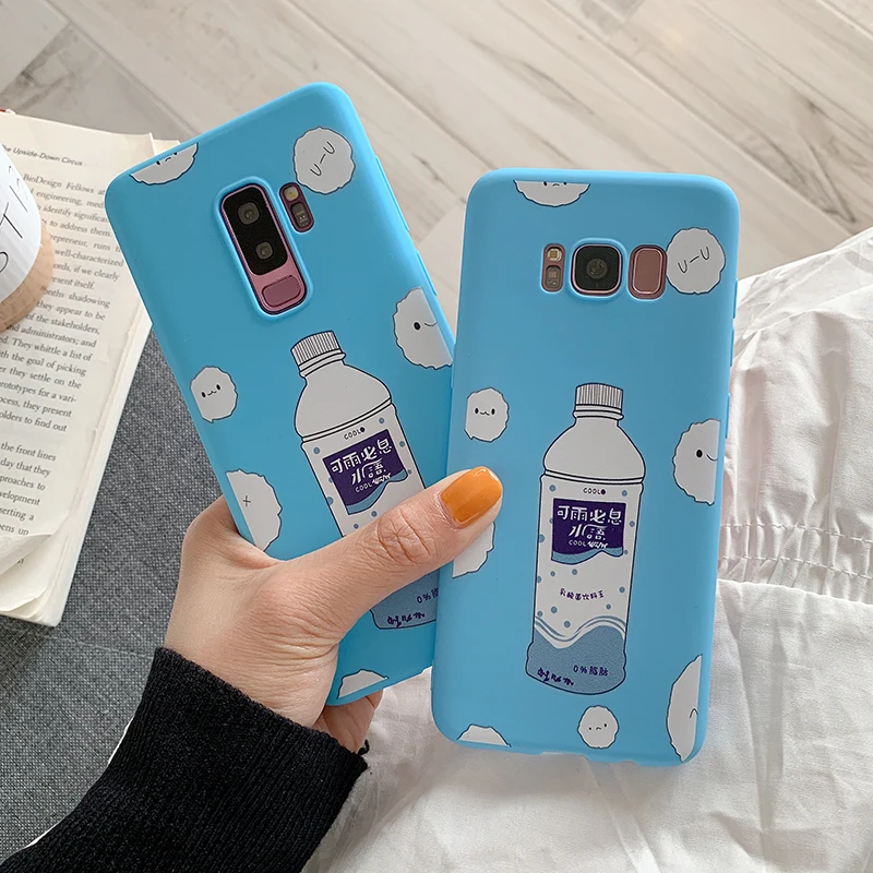 YHBBCASES для Samsung Galaxy S8 S9 S10 Plus бутылка воды с мультяшным чехлом телефона Note 8 9 синие