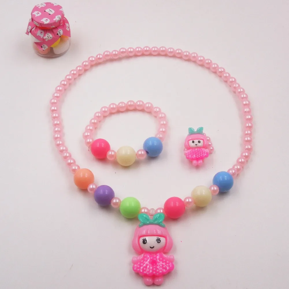 Детское ожерелье ярких цветов для девочек ювелирное изделие с имитацией жемчуга
