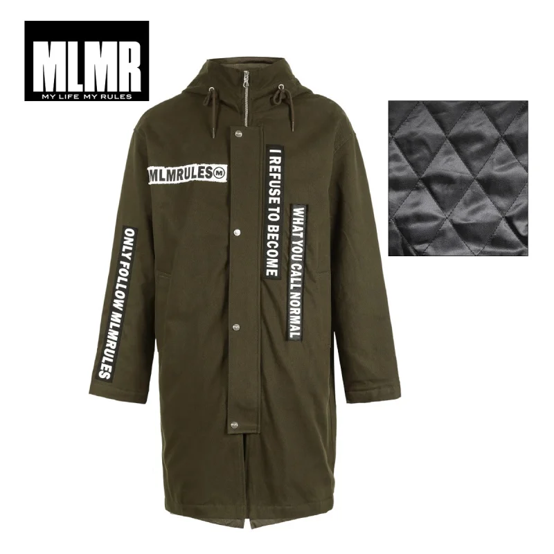 MLMR для мужчин 100% хлопок Письмо печати Средний стиль хлопковая стеганая куртка