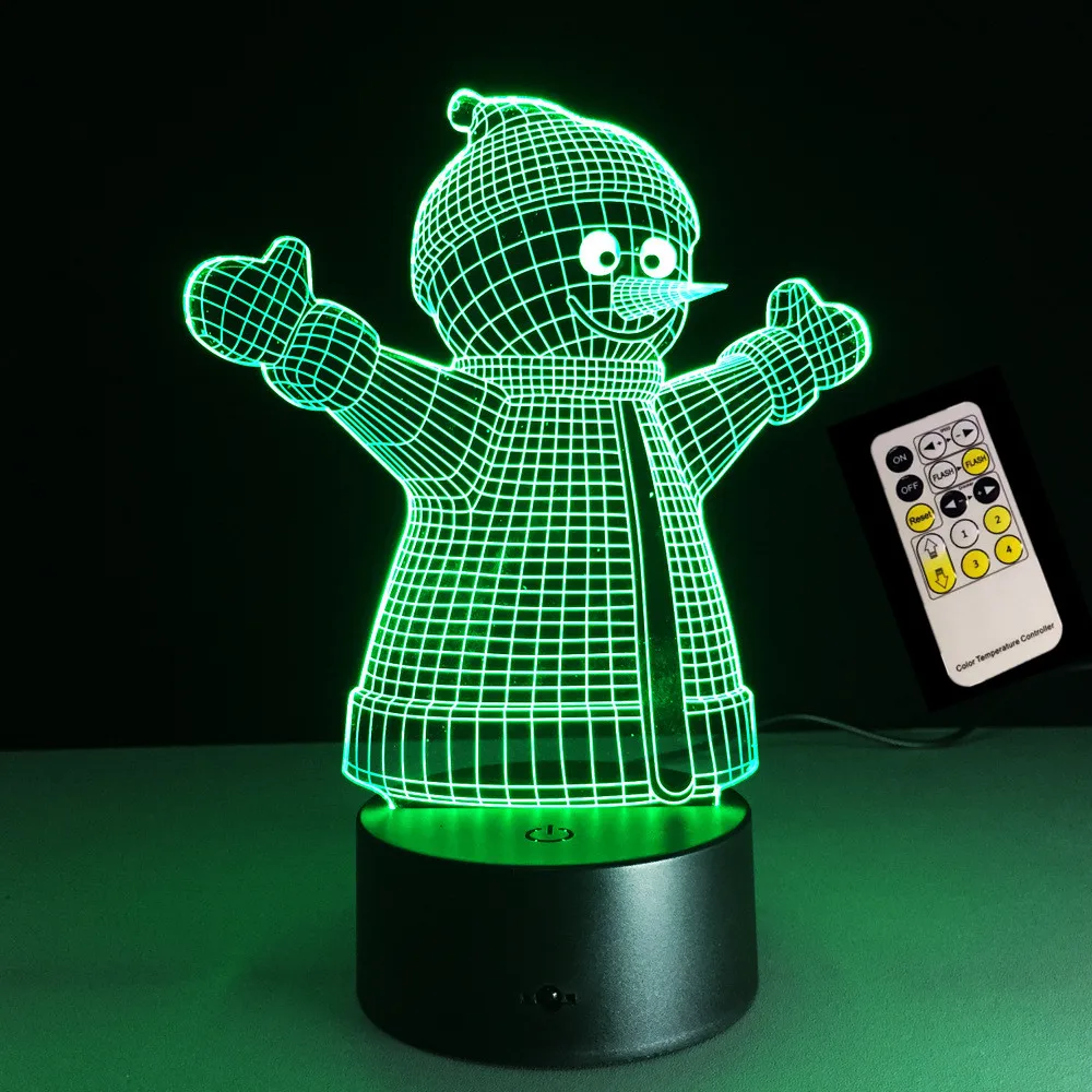 

7 Colors Snowman 3D USB LED Remote/Touch Switch Night light Home Decoration Colorful Atmosphere Bedroom lamp as Christmas Gift