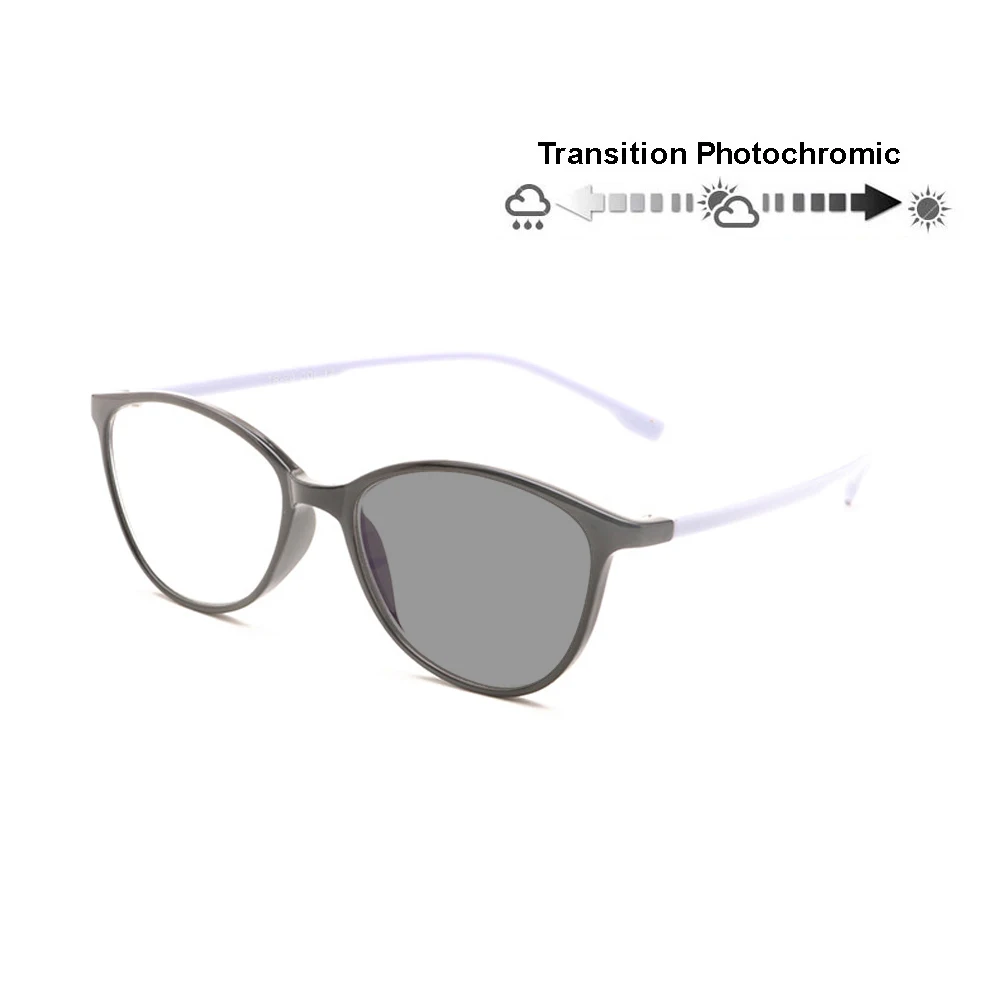 Purple-Grey Lens Прогрессивный переход фотохромные анти синий луч Компьютер очки для чтения гибкая рамка UV400 без линии постепенная солнцезащитные очки - Цвет оправы: Purple-Grey Lens