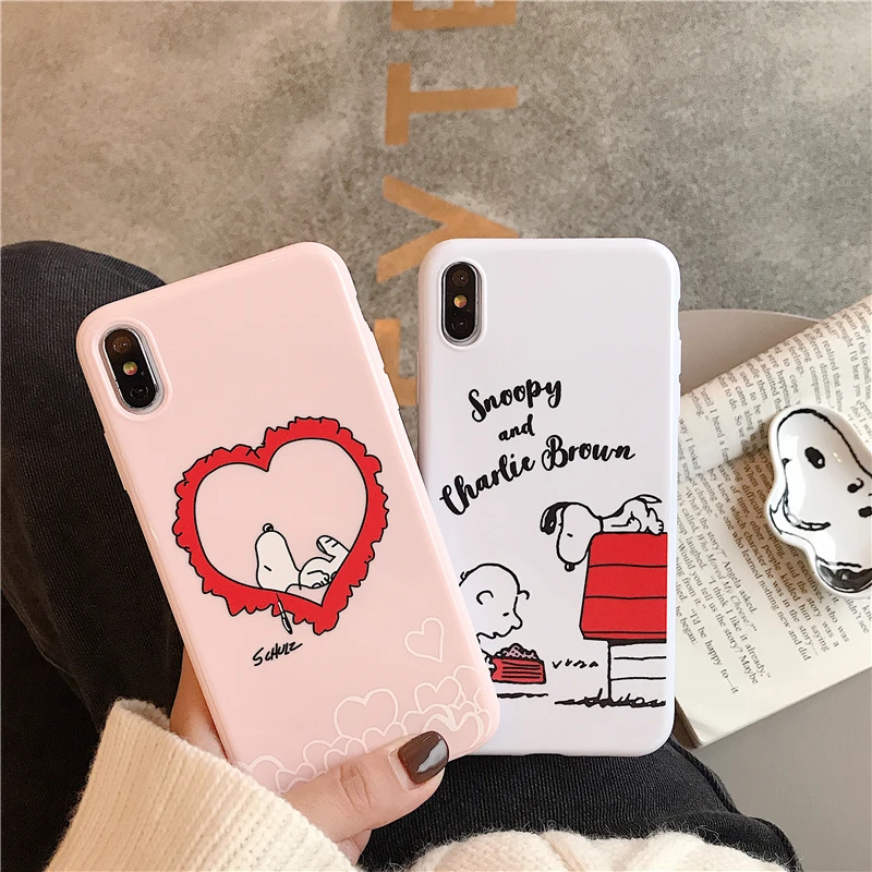 WTSZKL сплошной цвет чехол для телефона Snoopy iphone 6 7 8 x xs xr max 6s plus Apple мультфильм милый