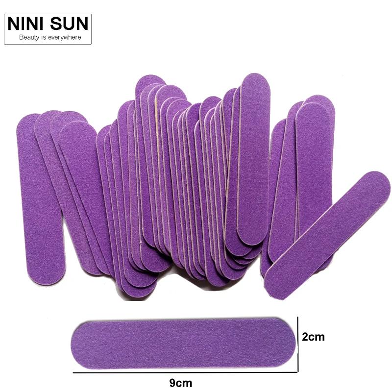 

200pcs Double Side 90mm Purple Wooden Nail Files Purple Mini Wood Nail File 180/240 Disposable Manicure Tools Wholesale