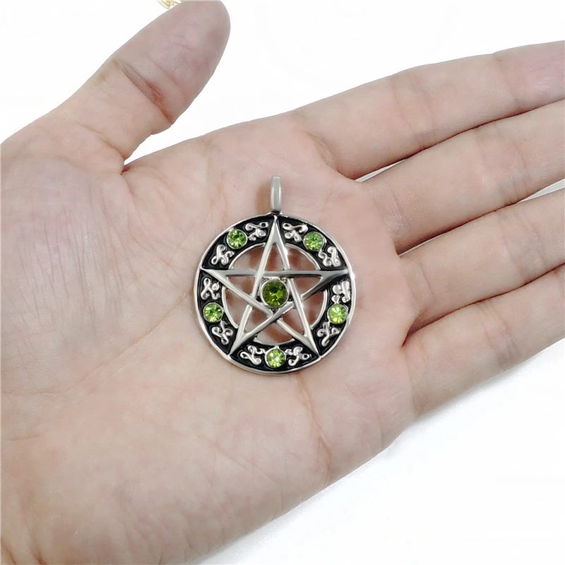 Ожерелье с зелеными фианитами для мужчин и женщин ювелирное изделие кулоном в