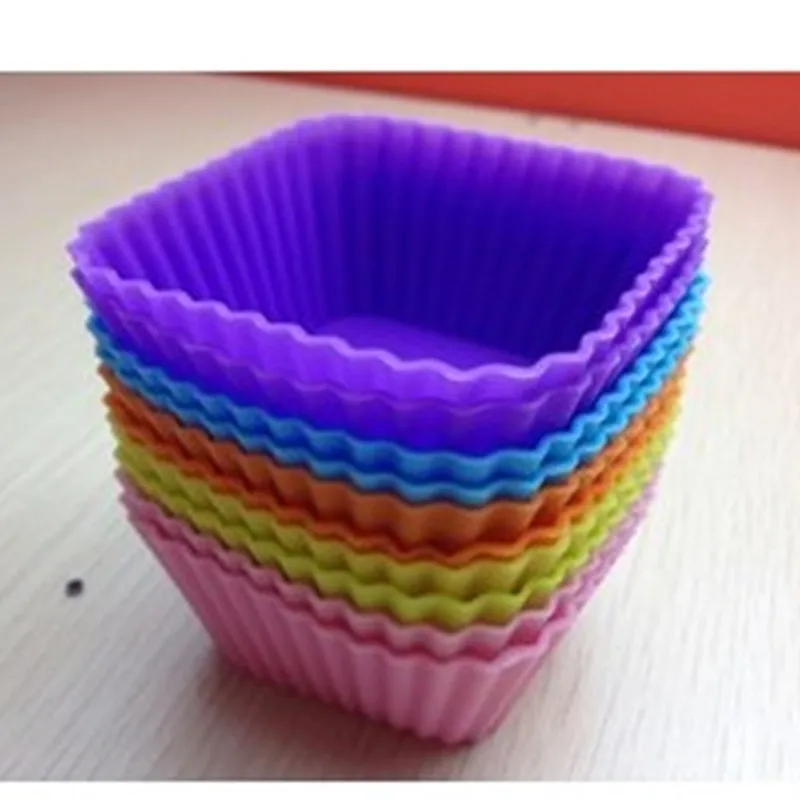 12PCS/SET Square Silicon Cake Baking Molds Jelly Mold Cupcake Pan Muffin Cup | Дом и сад