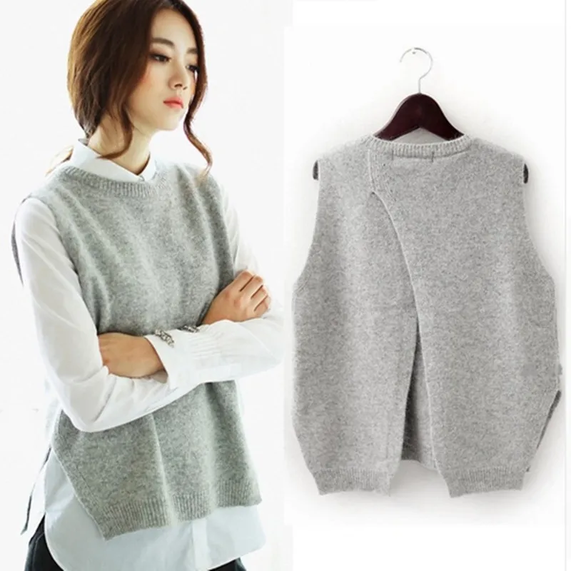 

TAILOR SHEEP women vest waistcoat jacket women sweater loose vest o-neck pullover big yards wool vest female hedging