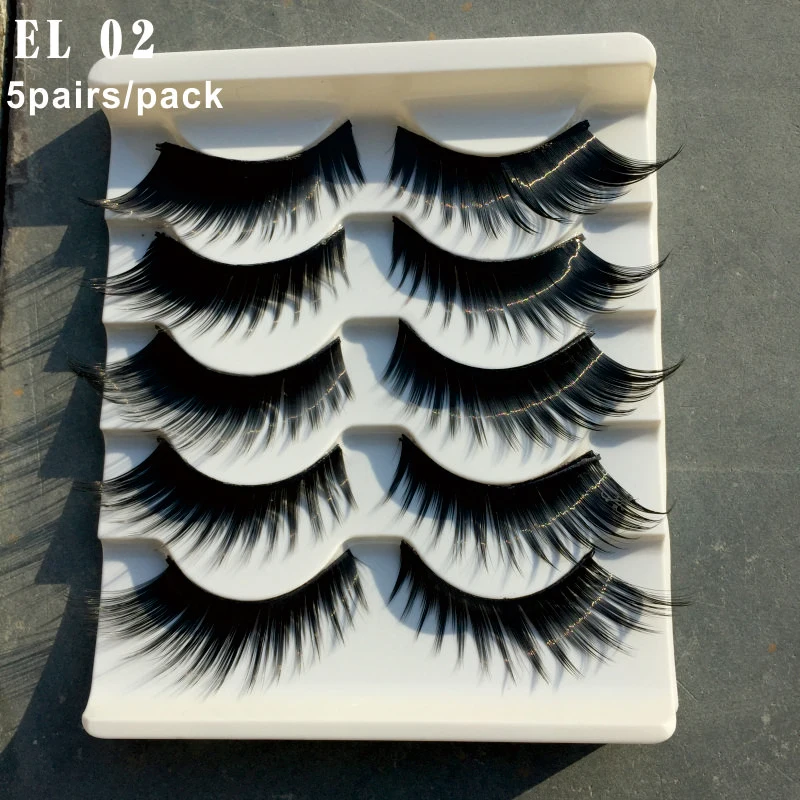 5 пар/компл. черный Крылатый преувеличенный накладные ресницы грязный Искусство