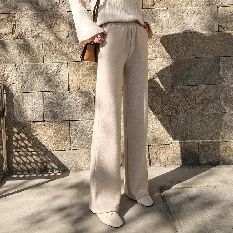 Женские осенне зимние студенческие свободные прямые брюки с высокой талией