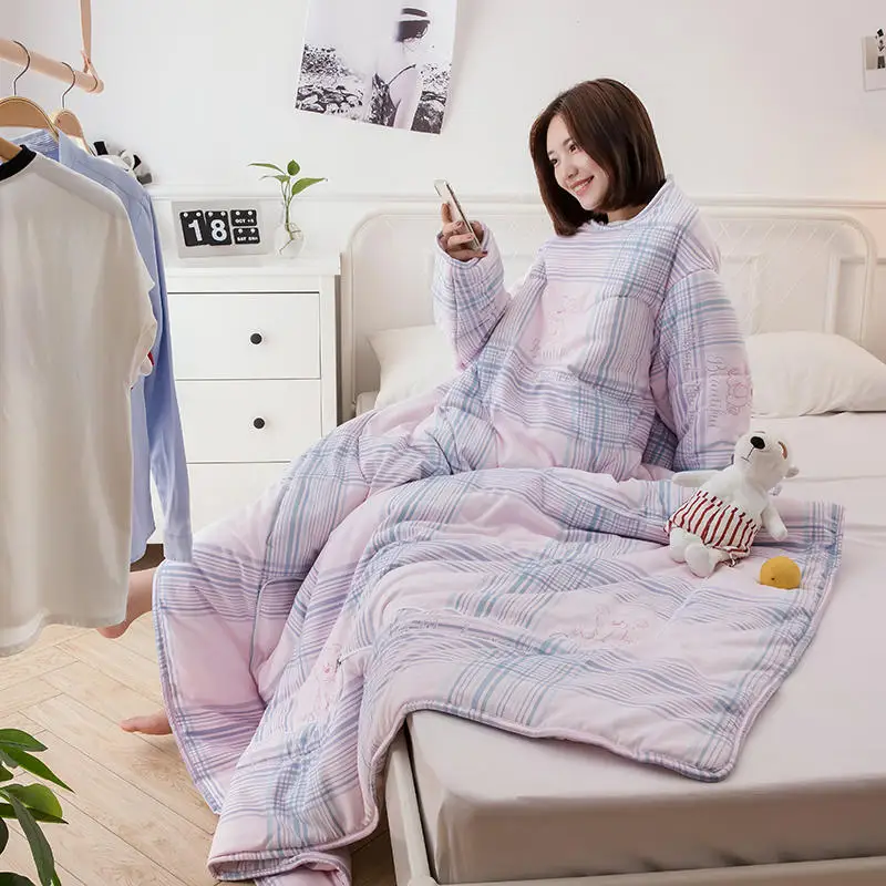 Утолщенное удобное одеяло семейное с рукавами накидка для сна покрывало