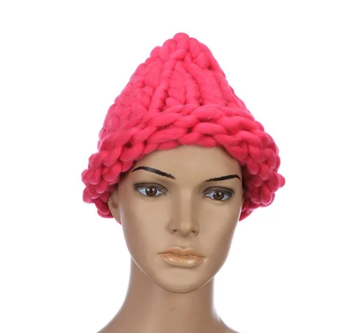 rose red Новинка, Корейская версия, модная вязальная шерсть, женские шапки, теплые зимние шапки, разноцветные - Цвет: rose red