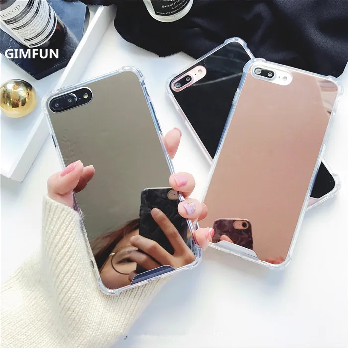 Роскошный зеркальный чехол для телефона GIMFUN IPhone 7 Блестящий Мягкий защитный из