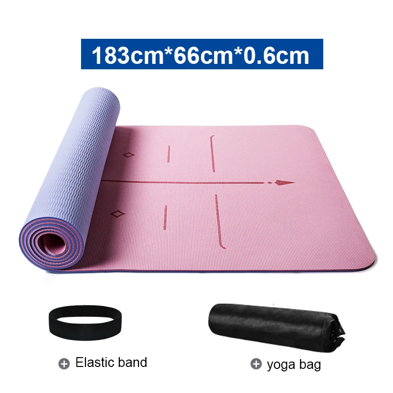 

TPE Two-color Yoga Mat Three-piece Set with Positioning Line for Beginners Non-slip and Tasteless Widening Pilates 183*66*0.6cm
