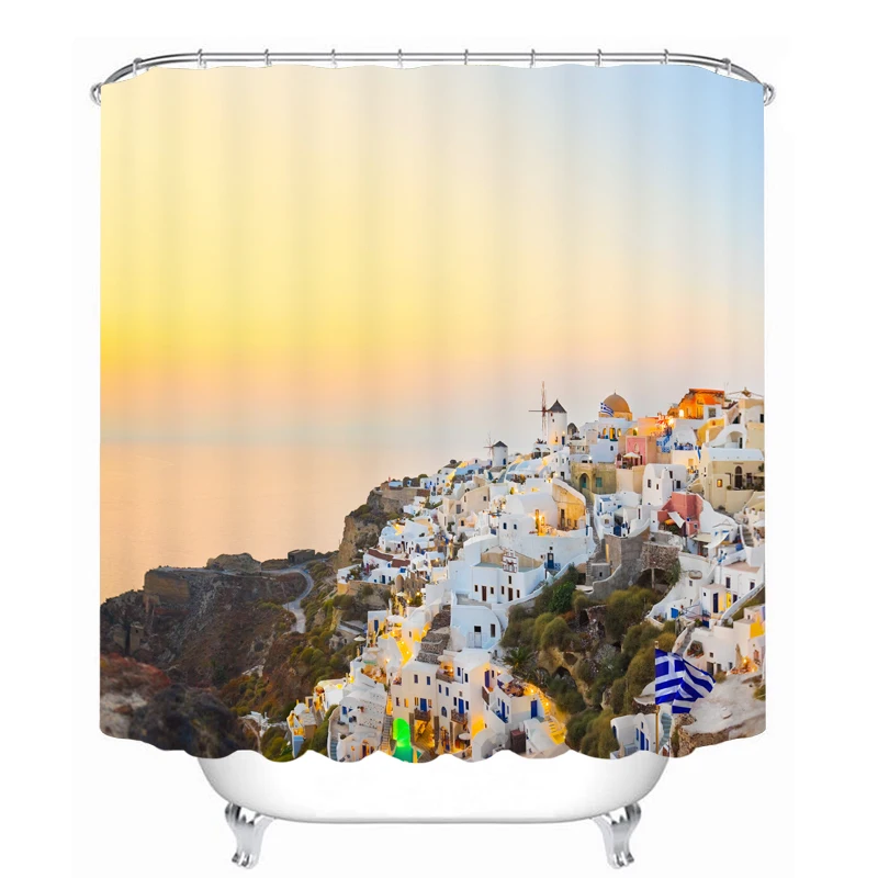 

MYRU 3D Print Waterproof Building Shower Curtains Bath Products Bathroom Decor with Hooks